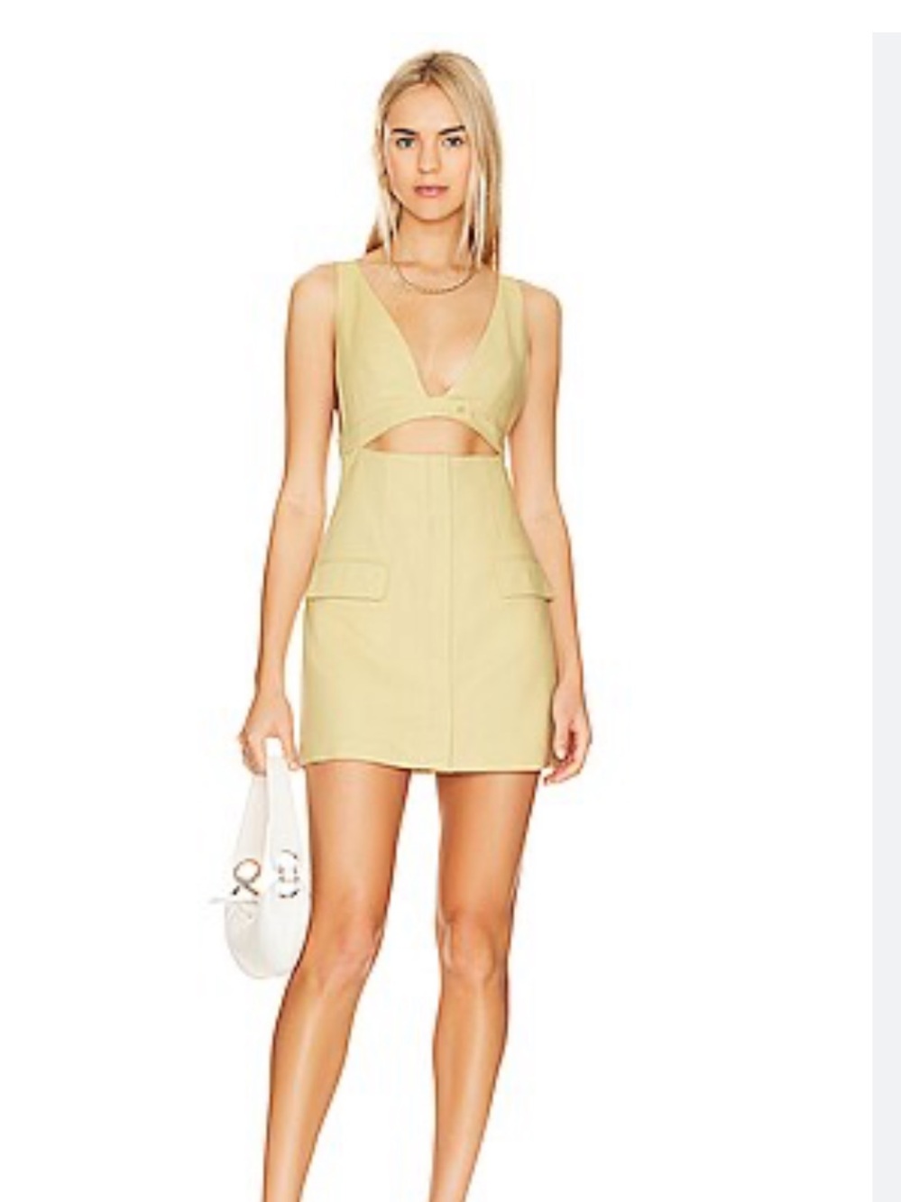 L'Academie Cutout Mini Dress in Pale Yellow